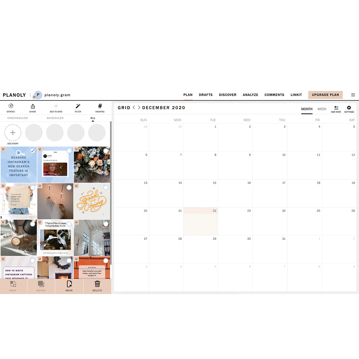 Merge grid content together to create a carousel post